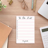 Gepersonaliseerde roze gestreepte checklist om te post-it® notes
