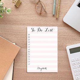Gepersonaliseerde roze gestreepte checklist om te  post-it® notes
