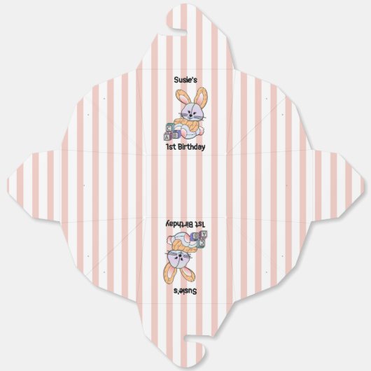 Gepersonaliseerde Roze Gestreepte Kwekerij Art - B Bedankdoosjes (Ongevouwen)