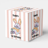 Gepersonaliseerde Roze Gestreepte Kwekerij Art - B Bedankdoosjes (Achterkant)