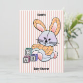 Gepersonaliseerde Roze Gestreepte Kwekerij Art - B Kaart (Staand voorkant)