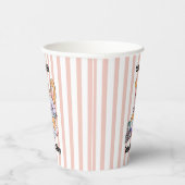 Gepersonaliseerde Roze Gestreepte Kwekerij Art - B Papieren Bekers (Rechts)