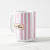 Gepersonaliseerde Roze Gestreepte Mok Cadeau voor (Voorkant links)
