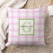 Gepersonaliseerde Roze Gingham Monogram Babykamer Kussen (Deken)