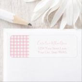 Gepersonaliseerde Roze Gingham Monogram Etiket (Insitu)