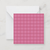 Gepersonaliseerde Roze Gingham Notitiekaartje (Achterkant)