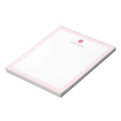 Gepersonaliseerde Roze Gingham Rand Aardbei Notitieblok (Linkerzijde)