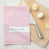 Gepersonaliseerde roze Gingham Theedoek (Quarter Fold)