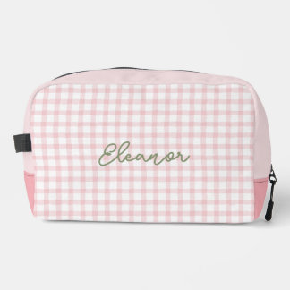 Gepersonaliseerde Roze Gingham Toilettas Toilettasje