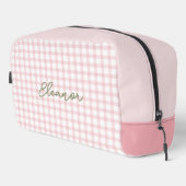 Gepersonaliseerde Roze Gingham Toilettas Toilettasje (Rechterhoek)