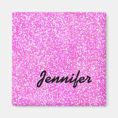 GEPERSONALISEERDE roze GIRLY GLITTER MET NAAM Magneet (Voorkant)