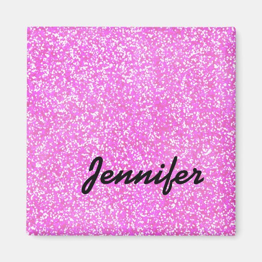 GEPERSONALISEERDE roze GIRLY GLITTER MET NAAM Magneet (Voorkant)