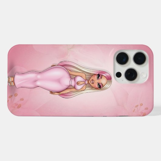 Gepersonaliseerde roze glamour telefoonhoesje iPhone hoesje (Achterkant horizontaal)