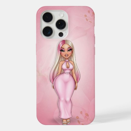 Gepersonaliseerde roze glamour telefoonhoesje iPhone hoesje (Achterkant)
