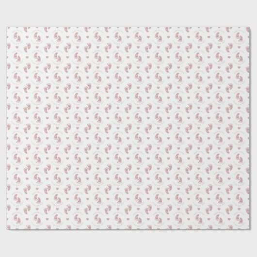 Gepersonaliseerde Roze Glitter Baby Voeten Baby sh Cadeaupapier (Vlak)