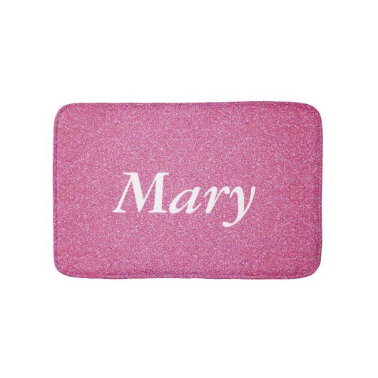 Gepersonaliseerde roze glitter badmat (Voorkant)