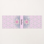 Gepersonaliseerde roze glitter bloem pickleball yogamat (Achterkant (horizontaal))