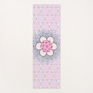 Gepersonaliseerde roze glitter bloem pickleball yogamat