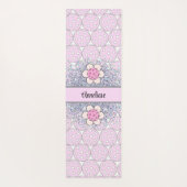 Gepersonaliseerde roze glitter bloem pickleball yogamat (Achterkant)