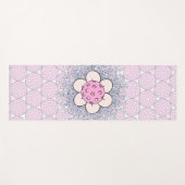 Gepersonaliseerde roze glitter bloem pickleball yogamat (Voorkant (horizontaal))