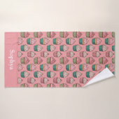 Gepersonaliseerde Roze Glitter Cupcake Badhanddoek (Badhanddoek)