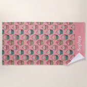 Gepersonaliseerde Roze Glitter Cupcake Strandlaken (Voorkant)