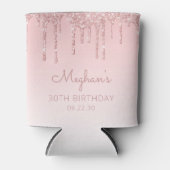 Gepersonaliseerde roze glitter Drip 30th Birthday Blikjeskoeler (Voorkant)