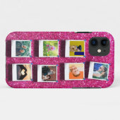 Gepersonaliseerde Roze Glitter Girly 7 Fotocollage Case-Mate iPhone Case (Achterkant (horizontaal))