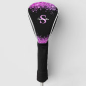 Gepersonaliseerde roze glitter golfheadcover (Voorkant)