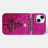 Gepersonaliseerde Roze Glitter Kerstboom Case-Mate iPhone Case (Achterkant (horizontaal))