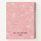 Gepersonaliseerde roze glitter schetsboek Elegant Notitieboek (Achterkant)