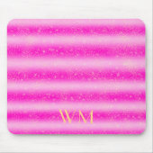 Gepersonaliseerde roze glitter strepen goudmonogra muismat (Voorkant)