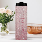 Gepersonaliseerde Roze Glitter Thermosbeker