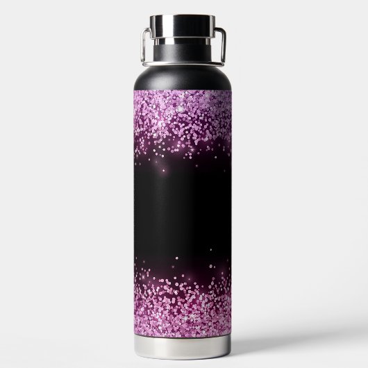 Gepersonaliseerde roze glitter waterfles (Achterkant)