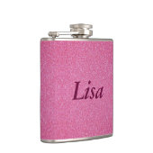 Gepersonaliseerde roze glitterkolf heupfles (Rechts)