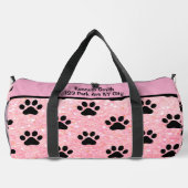 Gepersonaliseerde roze glitterspoor poot Monogram  Plunjezak (Achterkant)