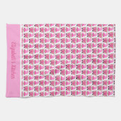 Gepersonaliseerde Roze Gnooms Hartjes Bos Whimsy Theedoek (Horizontaal)