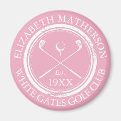 Gepersonaliseerde Roze Golf Club Naam Magneet (Voorkant)