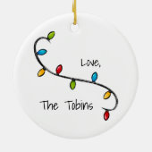 Gepersonaliseerde Roze Golfkar Kerstverlichting Keramisch Ornament (Achterkant)