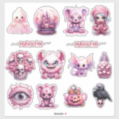GEPERSONALISEERDE ROZE GOTISCHE HALLOWEEN AANGEPAS STICKER (Vel)