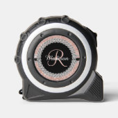 Gepersonaliseerde Roze Gouden Diamant Glitter Uite Rolmaat (Voorkant)