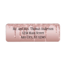 Gepersonaliseerde Roze Gouden Druppelende Glitter Etiket