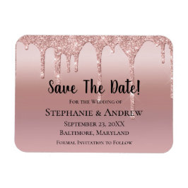 Gepersonaliseerde Roze Gouden Druppelende Glitter  Magneet