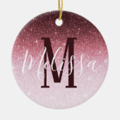 Gepersonaliseerde roze gouden glansgradiënt keramisch ornament (Voorkant)
