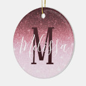 Gepersonaliseerde roze gouden glansgradiënt keramisch ornament (Links)