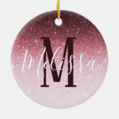 Gepersonaliseerde roze gouden glansgradiënt keramisch ornament (Achterkant)