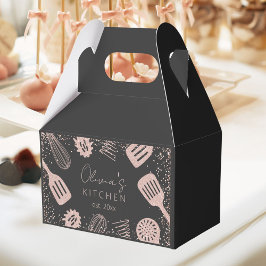 Gepersonaliseerde Roze Gouden Glitter Kookgerei Bedankdoosjes