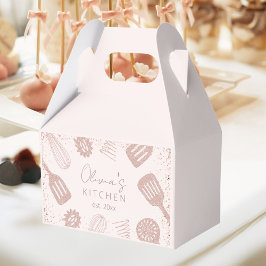 Gepersonaliseerde Roze Gouden Glitter Kookgerei Bedankdoosjes
