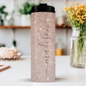 Gepersonaliseerde Roze Gouden Glitters Thermosbeker