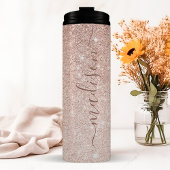 Gepersonaliseerde Roze Gouden Glitters Thermosbeker
